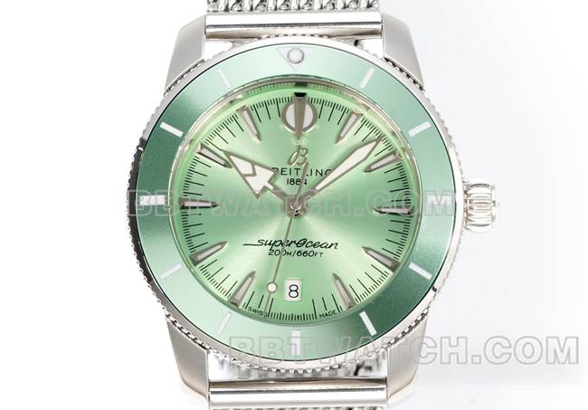 Best replicaBLS factory super ocean culture Breitling light green dial steel braceletfront live photo