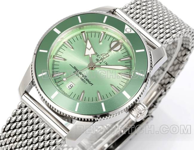 Best replicaBLS factory super ocean culture Breitling light green dial steel braceletfront live photo