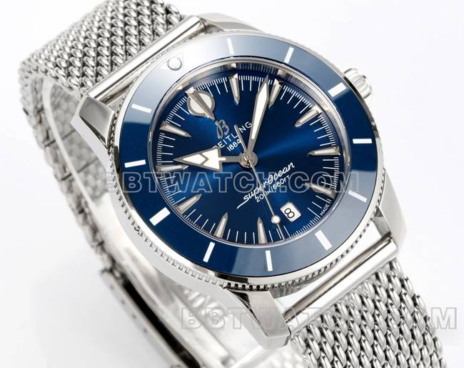 BLS factory 1:1replica watch super ocean culture Breitlingblue dial steel braceletfront live photo