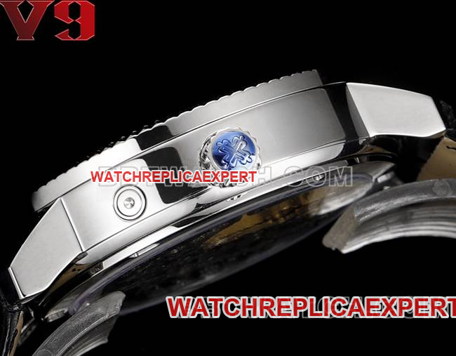 Top watch complex function timepiece V9 factory Patek Philippe white dial leather strap side real shot photos