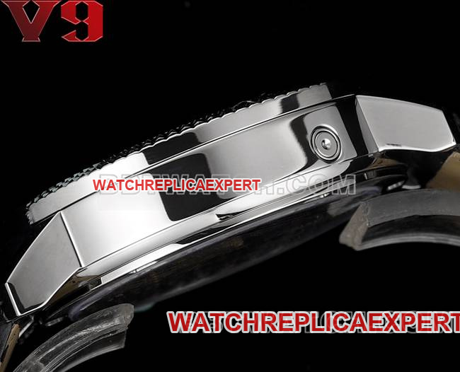 collectible watch complication timepiece V9 FactoryPatek Philippeblack dial leather braceletside live photo