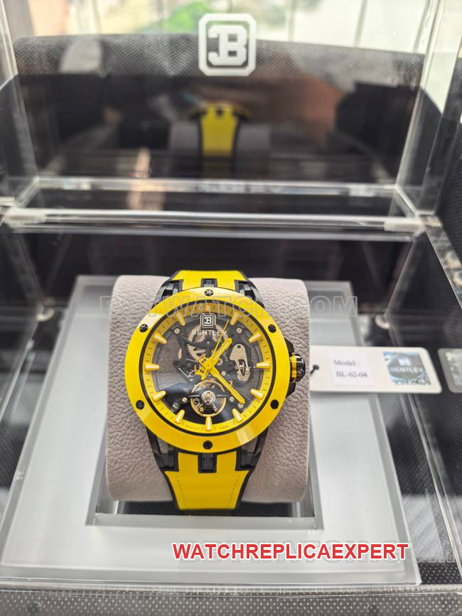top-tier watch Bentley BL-62 peak yellow rubber braceletfront live photo