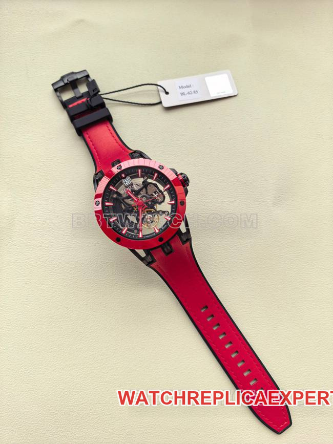 collectible watch Bentley BL-62 peak red rubber braceletfront live photo