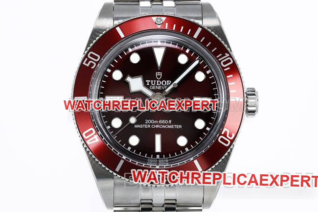 collectible watch ZF Factory Black Bay Tudor dark red dial steel braceletfront live photo