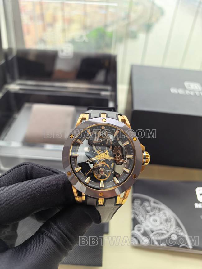 1:1replica watch Bentley BL-62 peak gray rubber braceletfront live photo