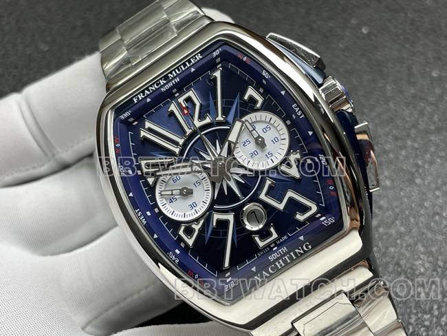 1:1replica watch ABF factory Frank Muller V45blue dial steel braceletfront live photo