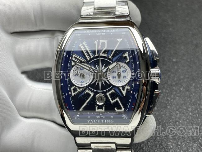 1:1replica watch ABF factory Frank Muller V45blue dial steel braceletfront live photo
