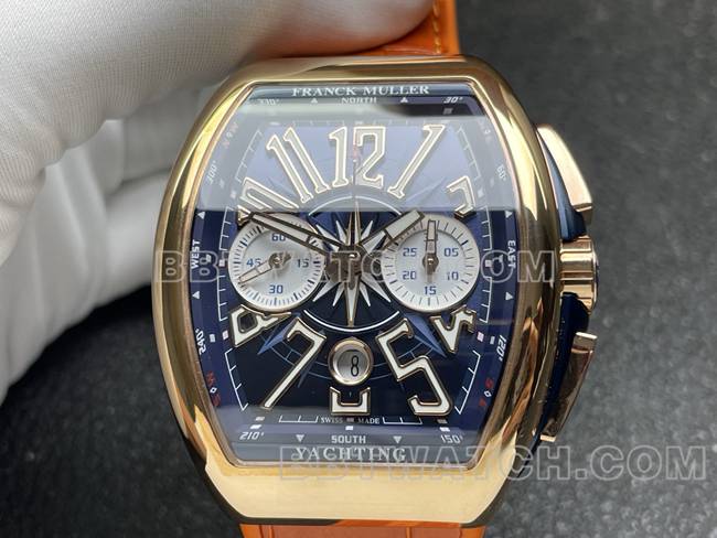 collectible watch Frank Muller ABF factory V45blue dial gold case leather braceletfront live photo