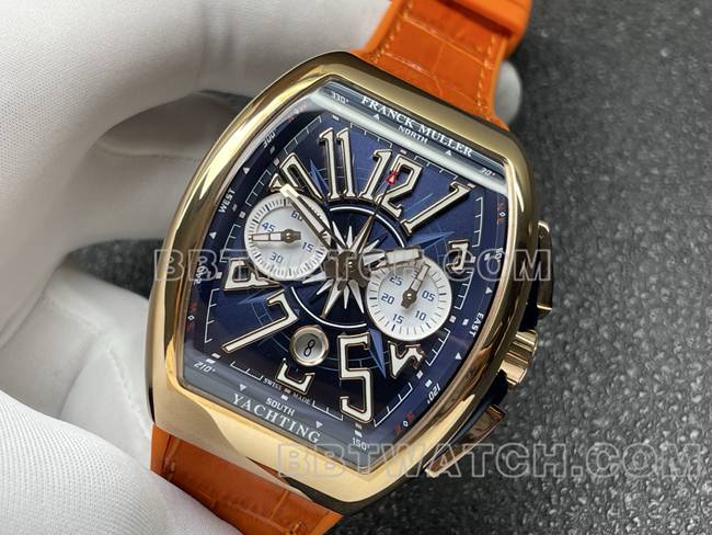 collectible watch Frank Muller ABF factory V45blue dial gold case leather braceletfront live photo