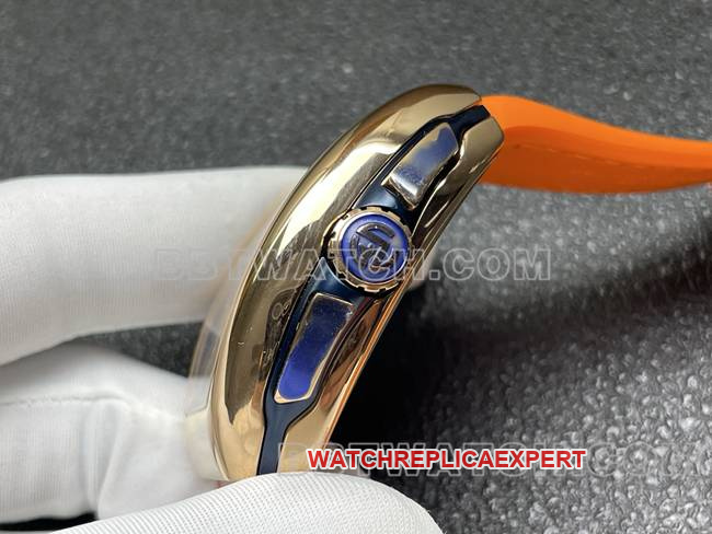 collectible watch Frank Muller ABF factory V45blue dial gold case leather braceletside live photo