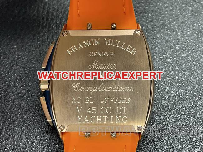 collectible watch Frank Muller ABF factory V45blue dial gold case leather braceletcaseback live photo