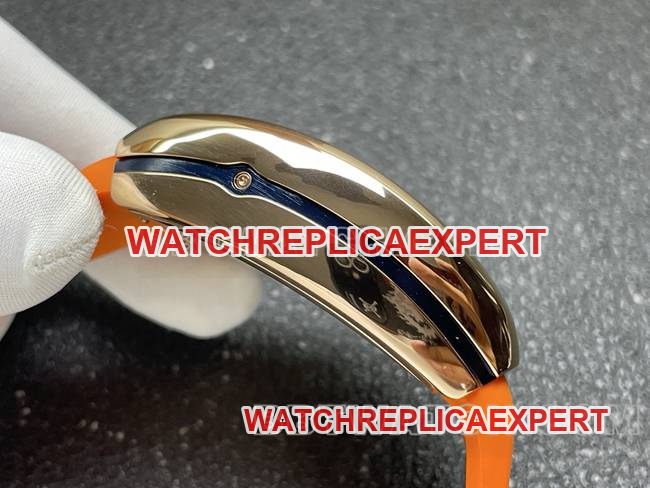 collectible watch Frank Muller ABF factory V45blue dial gold case leather braceletside live photo
