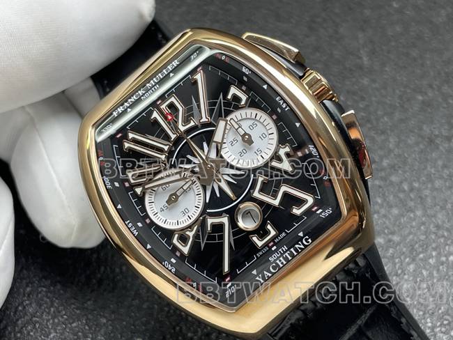 1:1replica watch Frank Muller ABF factory V45black dial gold case leather braceletfront live photo