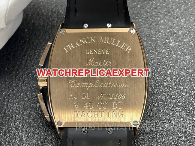 1:1replica watch Frank Muller ABF factory V45black dial gold case leather braceletcaseback live photo