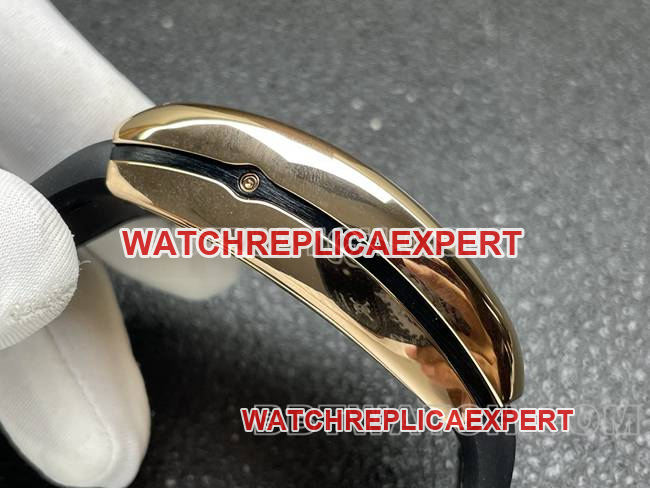 1:1replica watch Frank Muller ABF factory V45black dial gold case leather braceletside live photo