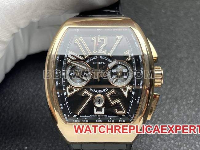 watch Frank Muller ABF factory V45black dial gold case leather braceletfront live photo
