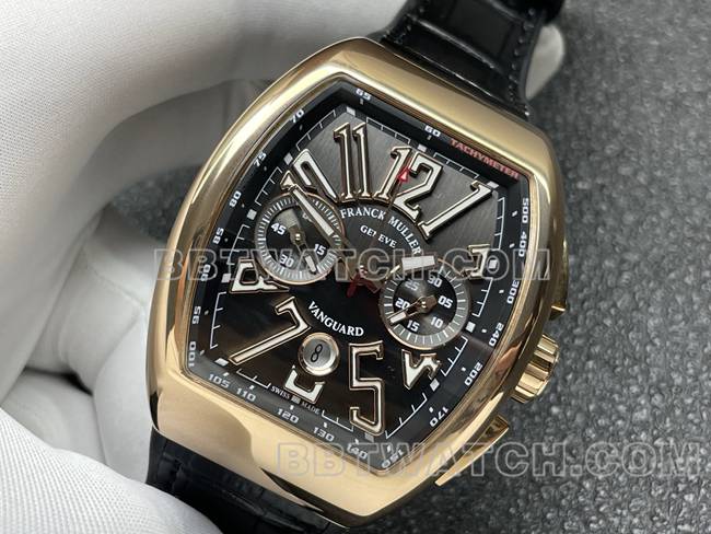 watch Frank Muller ABF factory V45black dial gold case leather braceletfront live photo