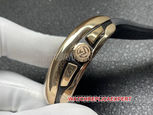 watch Frank Muller ABF factory V45black dial gold case leather braceletside live photo