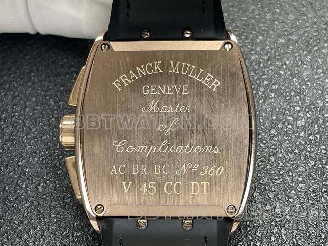 watch Frank Muller ABF factory V45black dial gold case leather braceletcaseback live photo