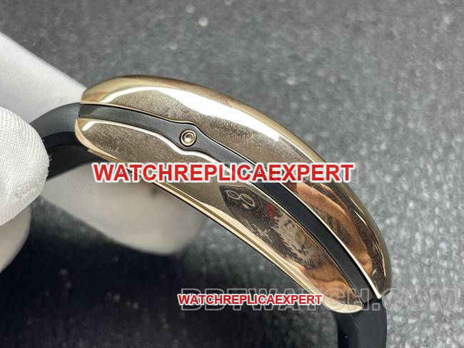 watch Frank Muller ABF factory V45black dial gold case leather braceletside live photo