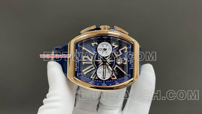 ABF factory top-tier watch Frank Muller V45 blue dial gold case leather braceletfront live photo