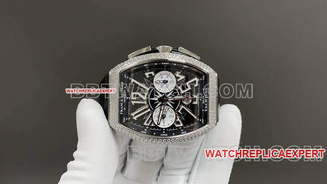 ABF factory collectible watch Frank Muller V45black dial diamond case leather braceletfront live photo