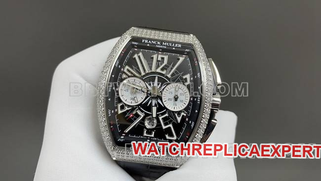 ABF factory collectible watch Frank Muller V45black dial diamond case leather braceletfront live photo