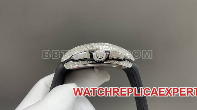 ABF factory collectible watch Frank Muller V45black dial diamond case leather braceletside live photo