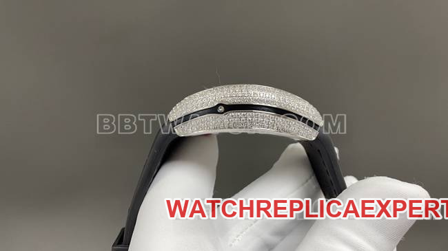 ABF factory collectible watch Frank Muller V45black dial diamond case leather braceletside live photo