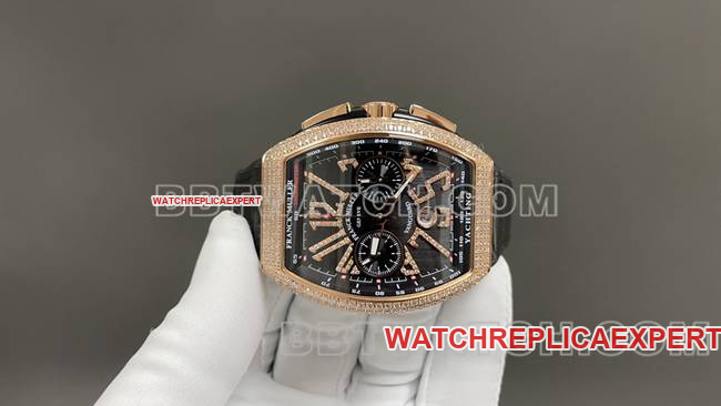ABF factory Frank Muller top-tier watch V45black dial gold diamond case leather braceletfront live photo