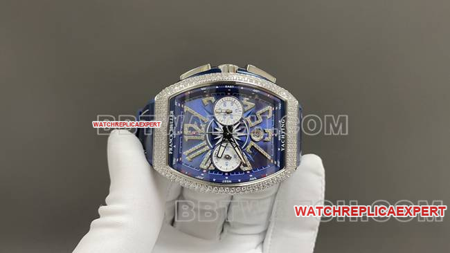 ABF factory Frank Muller optimal watch V45blue dial diamond case leather braceletfront live photo