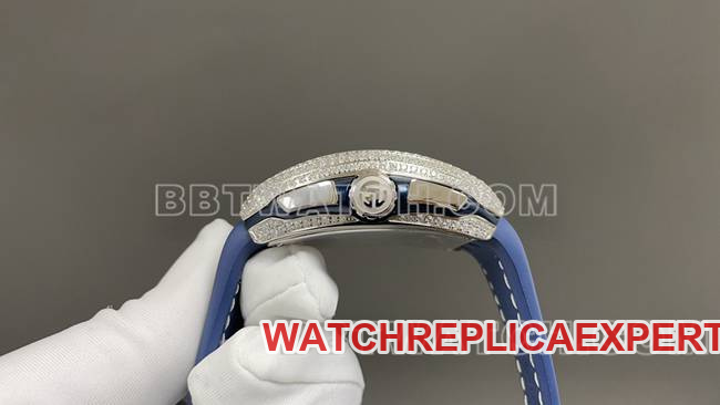 ABF factory Frank Muller optimal watch V45 blue dial diamond case leather braceletside live photo