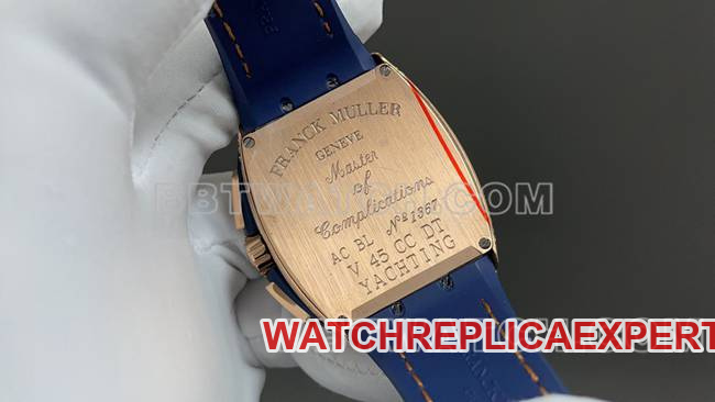 ABF factory Frank Muller 1:1replica watch V45blue dial gold diamond case leather braceletcaseback live photo