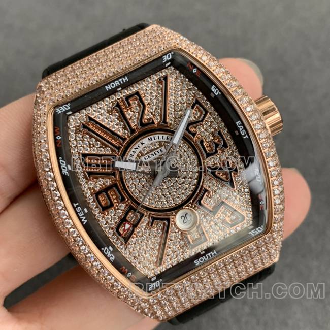 ABF factory Frank Muller collectible watch V45 diamond plate gold diamond case leather braceletfront live photo