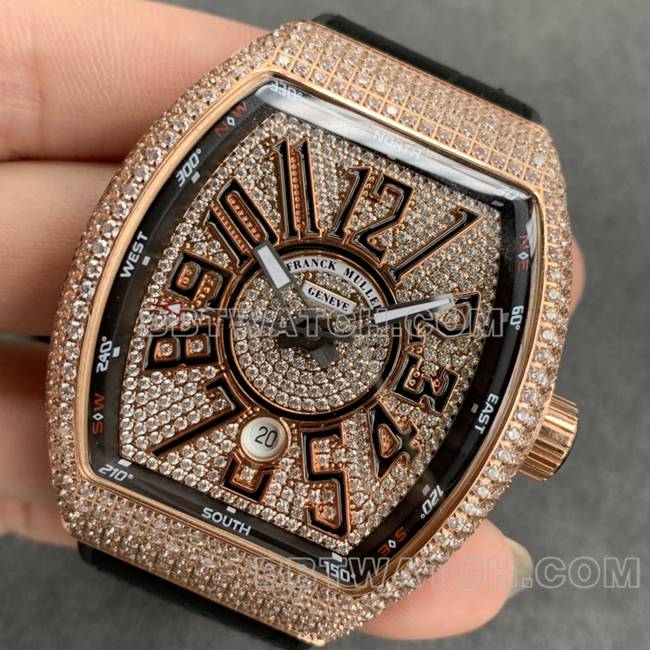 ABF factory Frank Muller collectible watch V45 diamond plate gold diamond case leather braceletfront live photo
