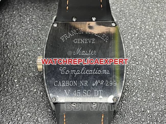 Franck Muller ABF factory watch V45black dial black shell leather braceletcaseback live photo