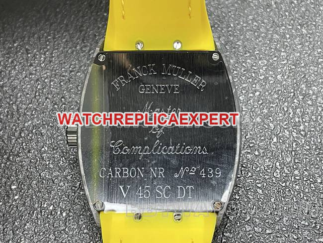 Frank Muller top-tier watch ABF factory V45black dial black shell yellow leather braceletcaseback live photo