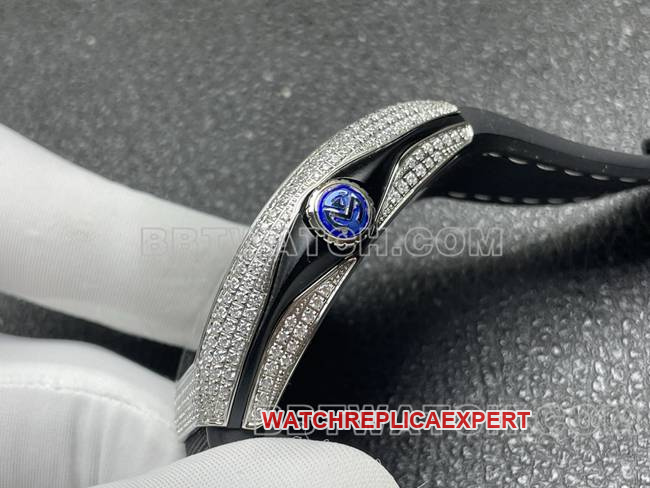 Frank Muller 1:1replica watch ABF factory V45black dial diamond case leather braceletside live photo