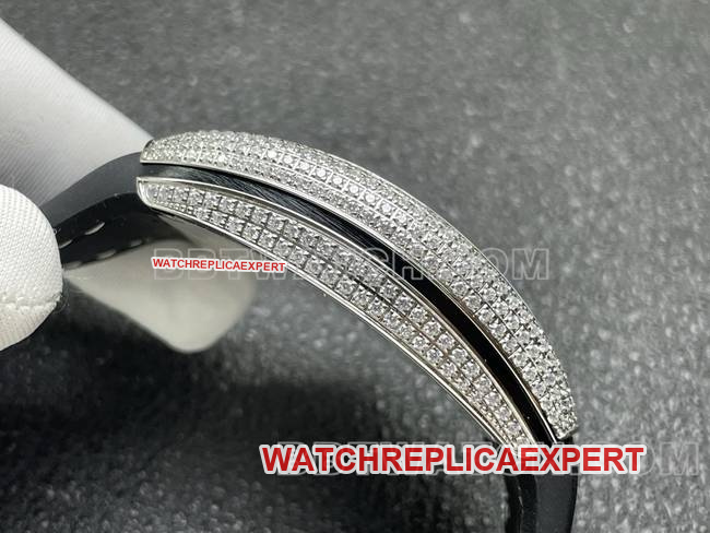 Frank Muller 1:1replica watch ABF factory V45black dial diamond case leather braceletside live photo