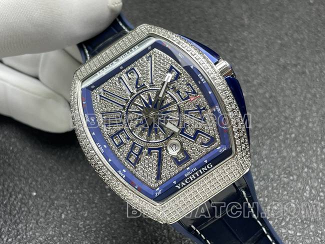 Frank Muller Watch ABF Factory V45 Diamond Disc Diamond Case Blue Leather Braceletfront Live Photo