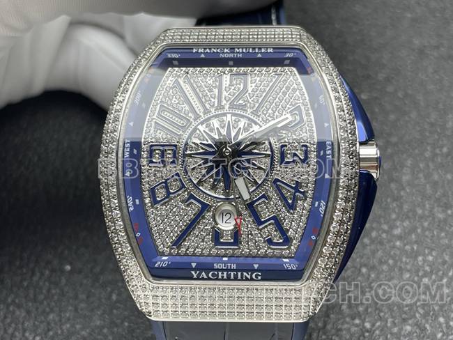 Frank Muller Watch ABF Factory V45 Diamond Disc Diamond Case Blue Leather Braceletfront Live Photo