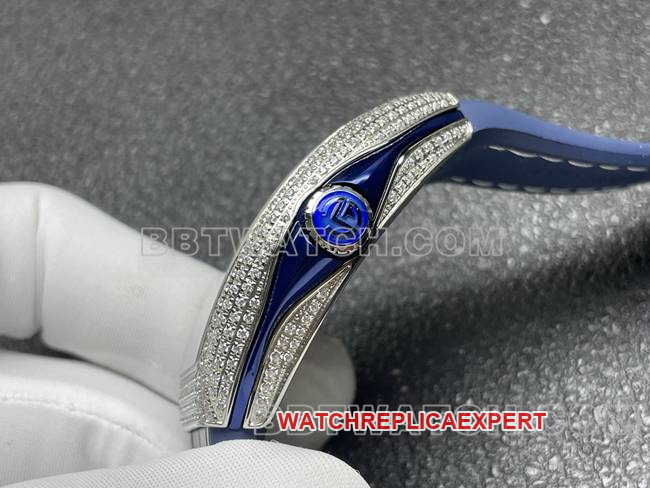 Frank Muller Watch ABF Factory V45 Diamond Disc Diamond Case Blue Leather Braceletside Live Photo