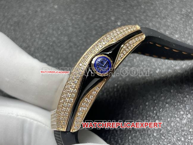top-tier watch V45 Franck Muller ABF factory diamond plate gold diamond case leather braceletfront live photo