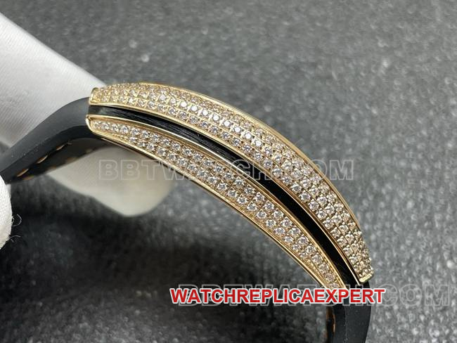 top-tier watch V45 Franck Muller ABF factory diamond plate gold diamond case leather braceletside live photo
