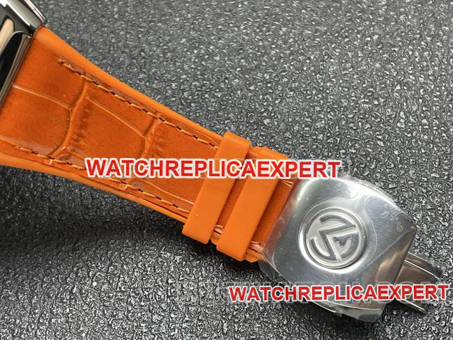 collectible watch V45 Franck Muller ABF factory blue dial orange leather braceletbraceletlive photos