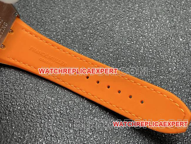 collectible watch V45 Franck Muller ABF factory blue dial orange leather braceletbraceletlive photos