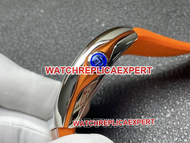 collectible watch V45 Franck Muller ABF factory blue dial orange leather braceletside live photo