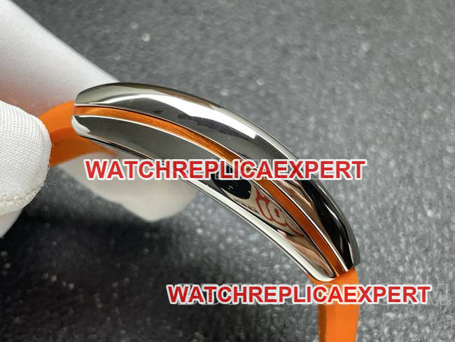 collectible watch V45 Franck Muller ABF factory blue dial orange leather braceletside live photo