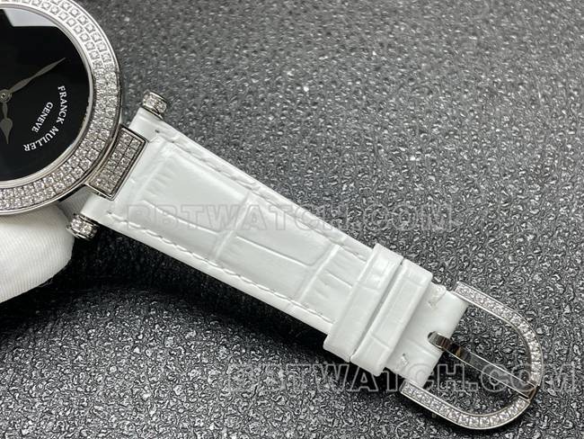 top-tier watch frank mill quartz ABF factory black dialdiamond bezel white leather braceletbraceletlive photos