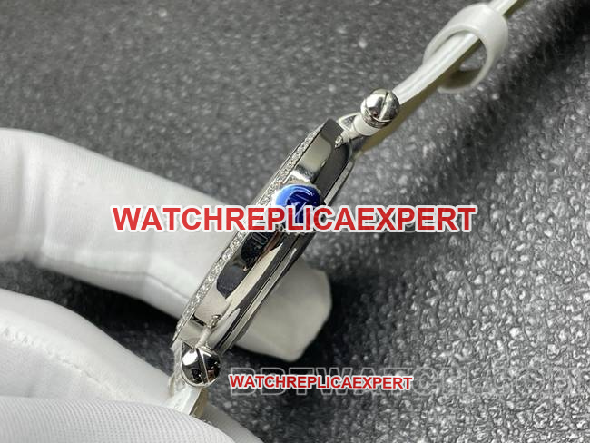 Frank Muller optimal watch quartzABF factory diamond bezel white leather braceletside live photo